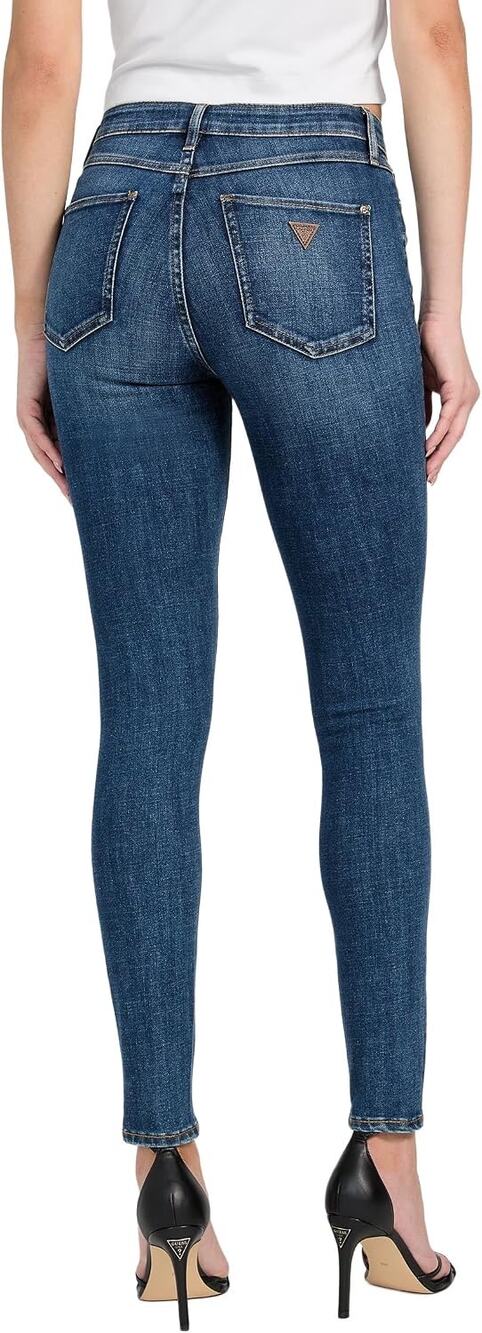 GUESS LA mid rise skinny jeans indigo blue stretch denim 28” back pocket logo